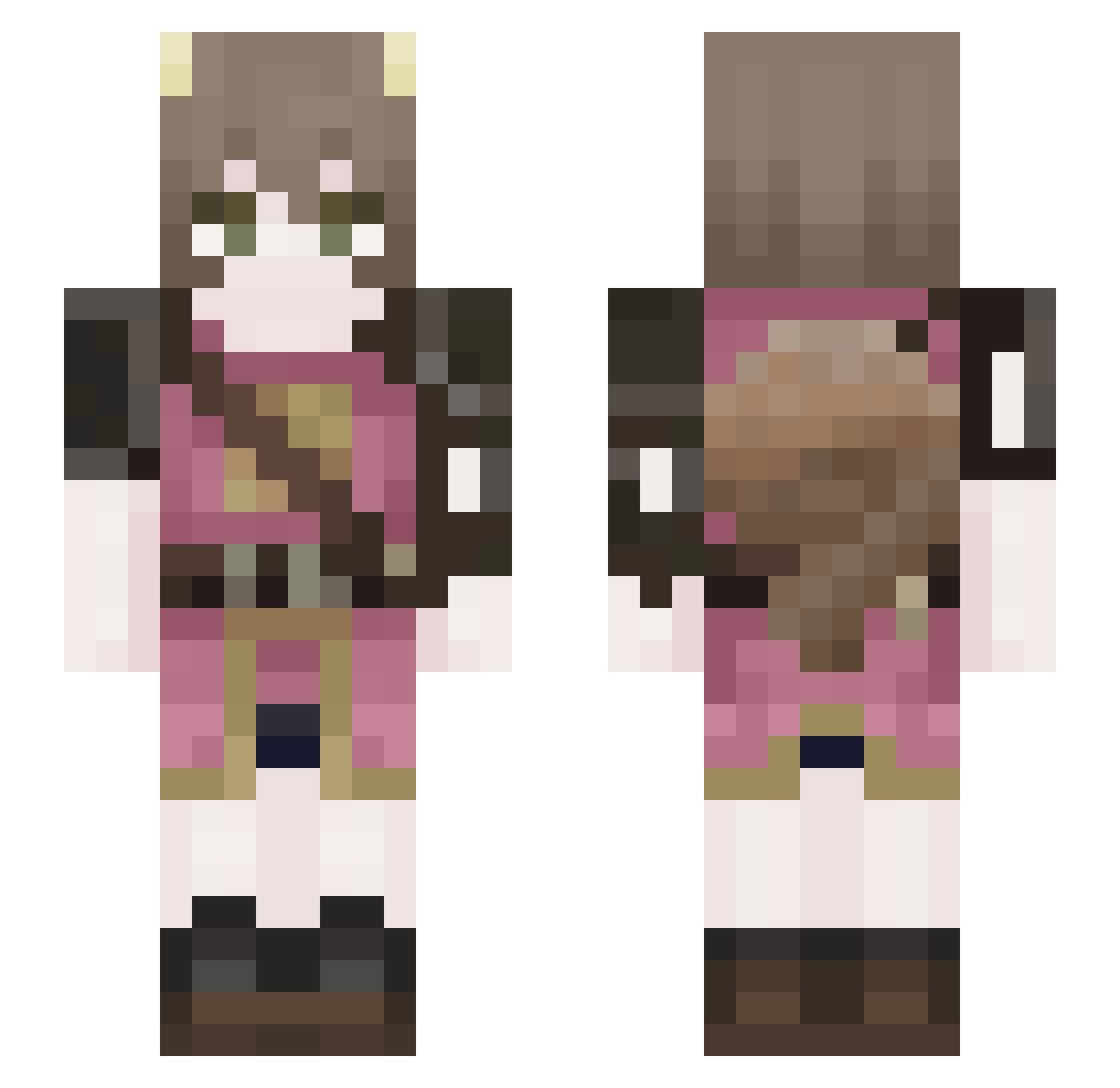 PrincessPinecone Minecraft skin, front and back view