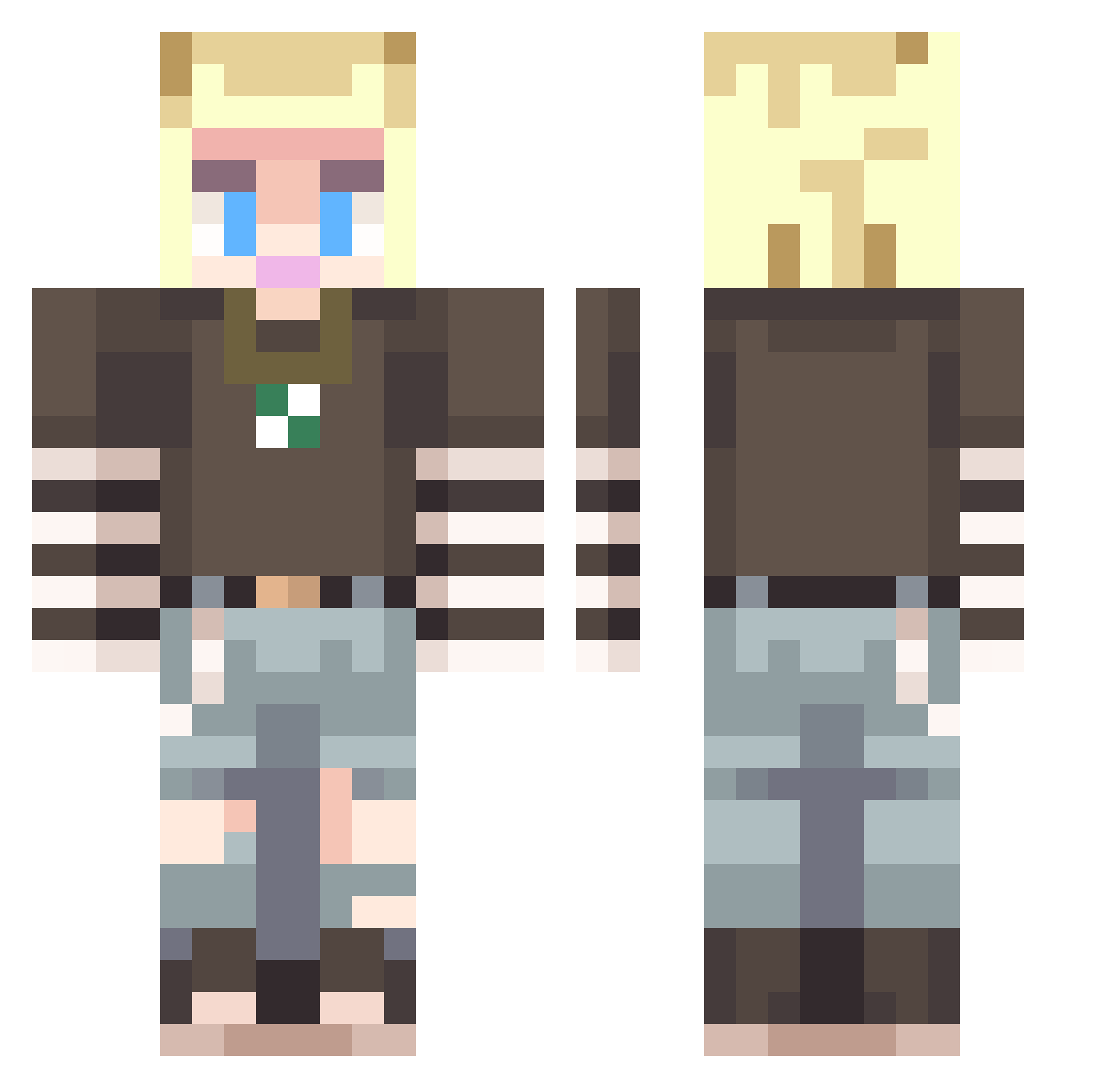 WeezyFace Minecraft skin, front and back view