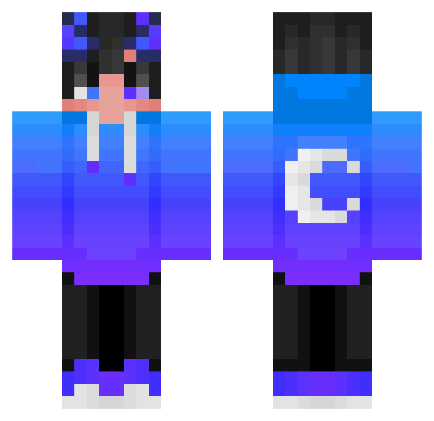 VVMaster Minecraft skin, front and back view