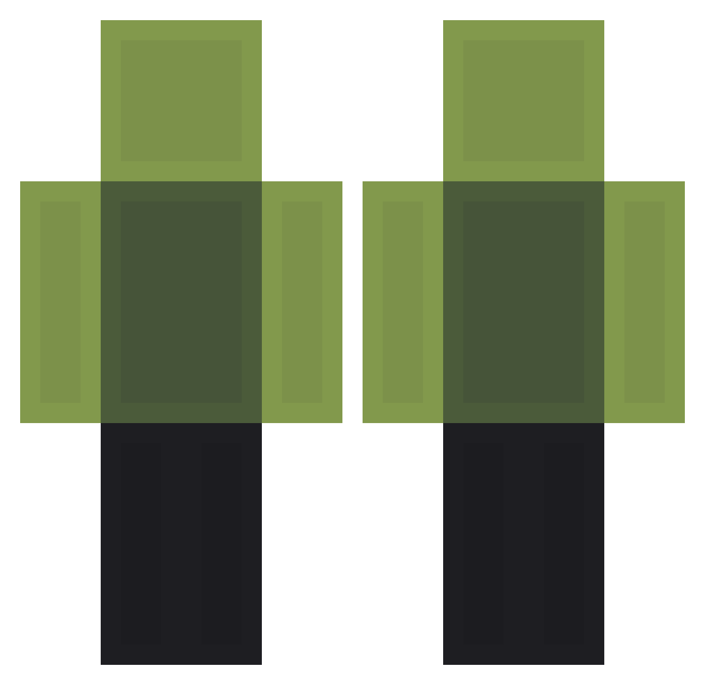 nekropost Minecraft skin, front and back view