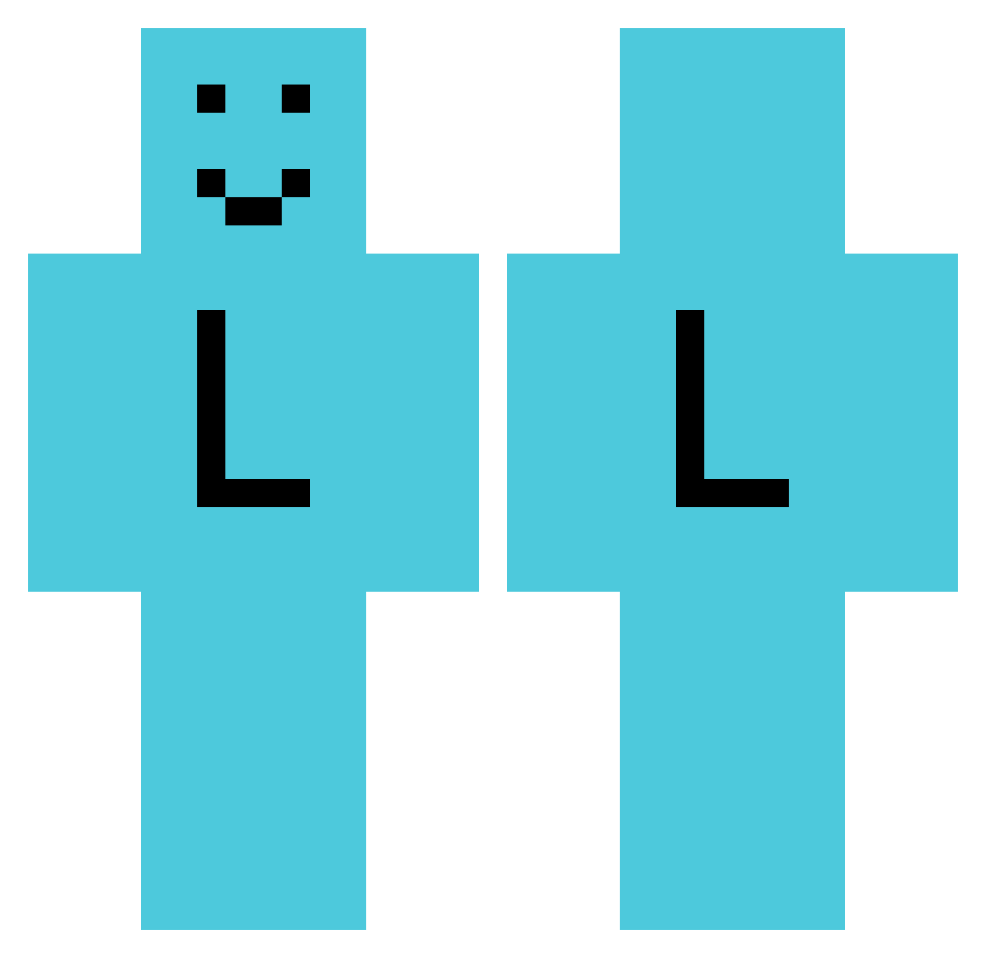 FliZly Minecraft skin, front and back view