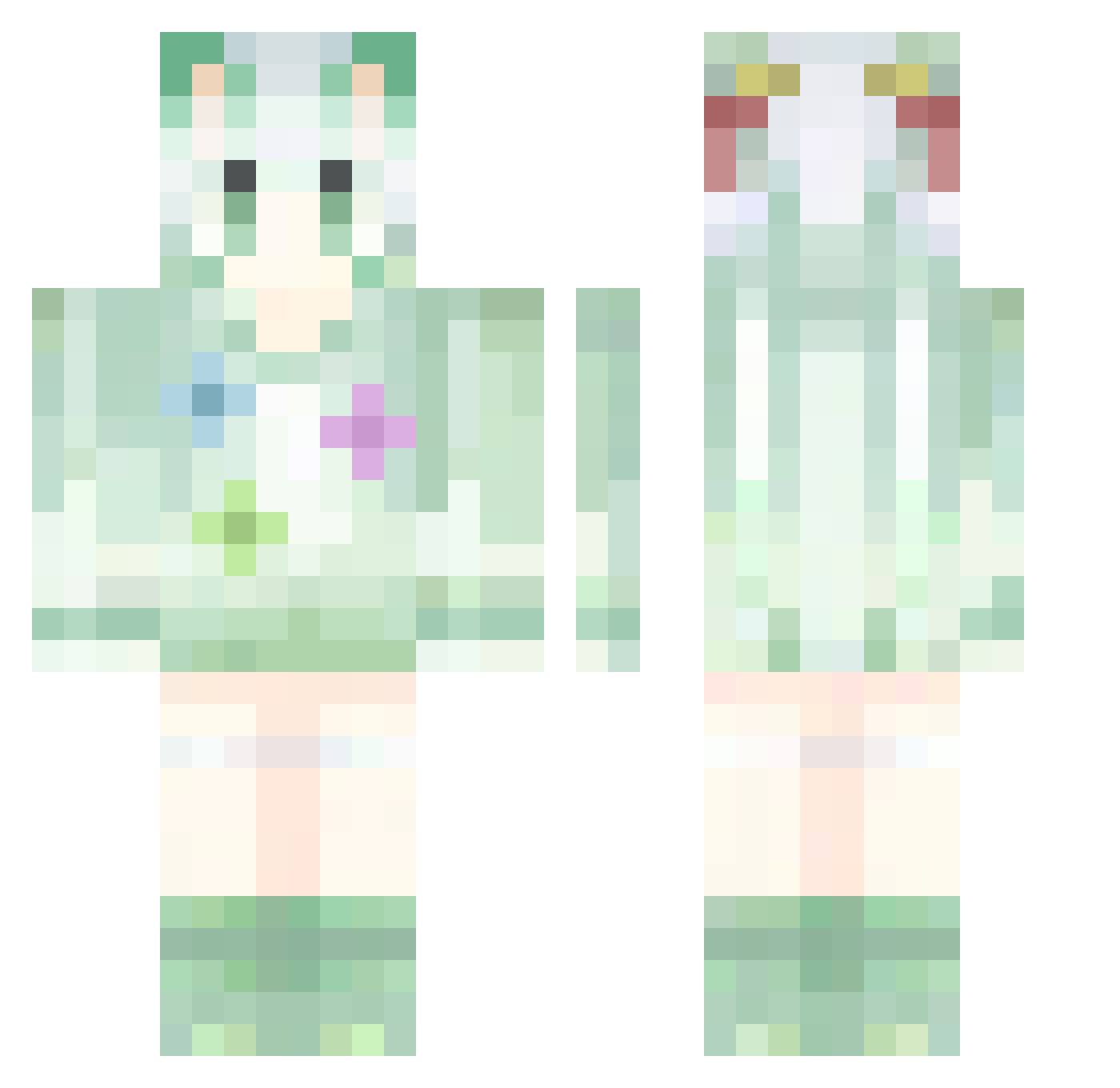 Trabecula Minecraft skin, front and back view