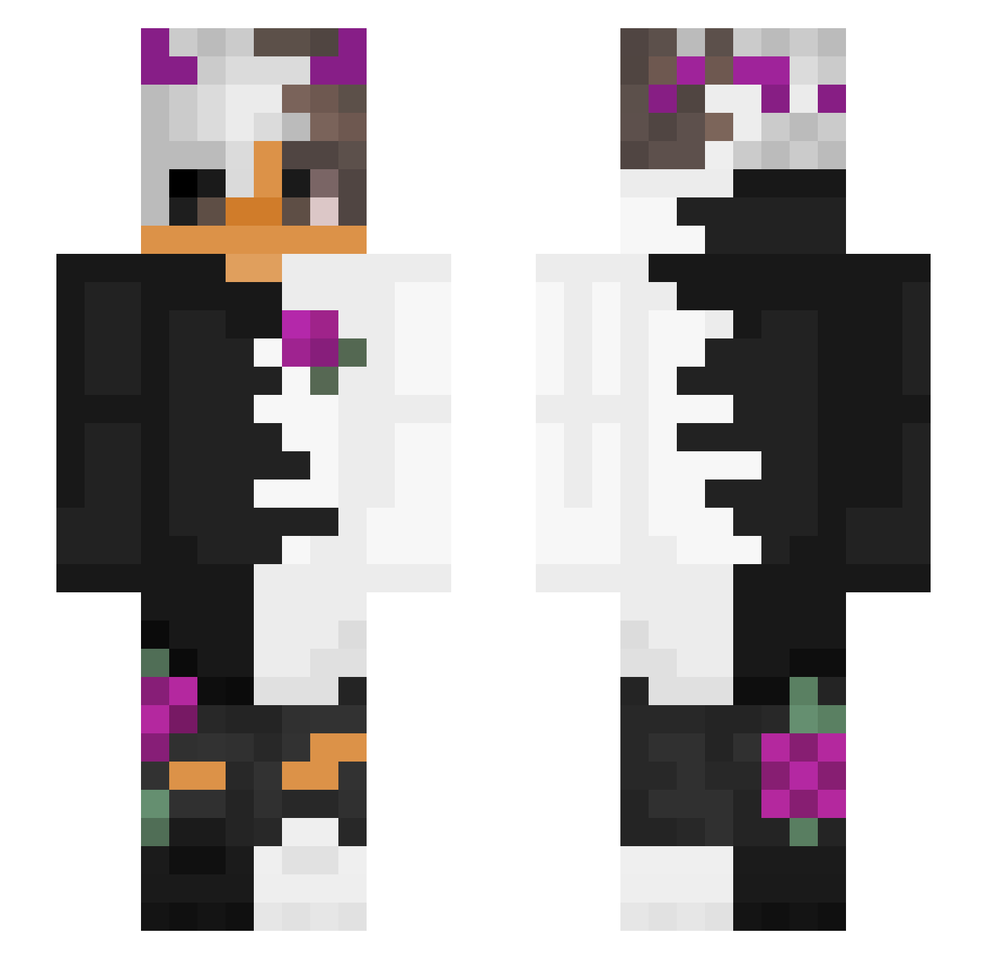 xqwzt Minecraft skin, front and back view