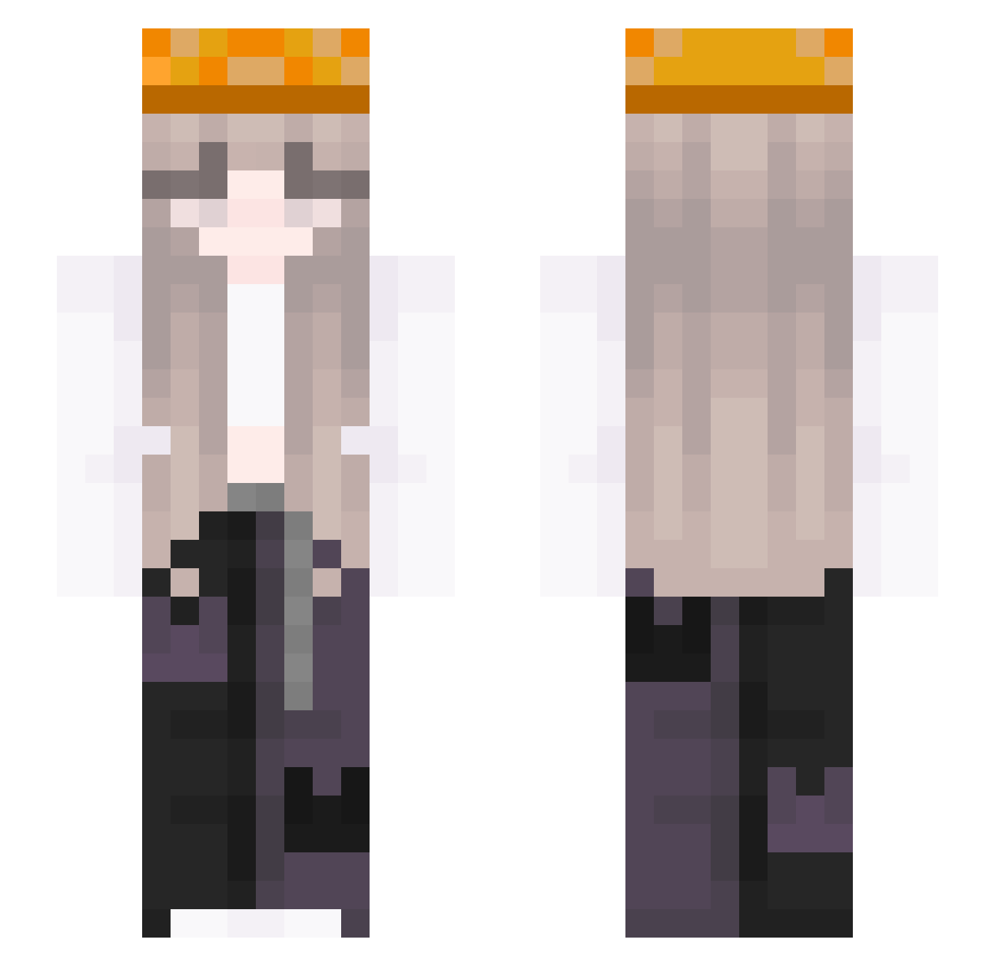 swolloH Minecraft skin, front and back view