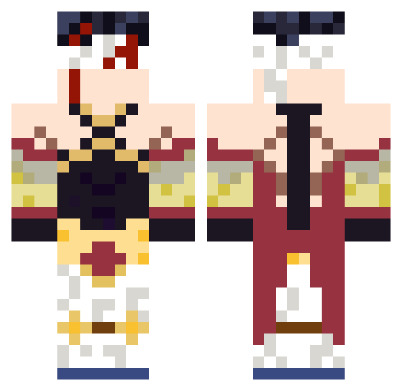 L081T0 Minecraft skin, front and back view