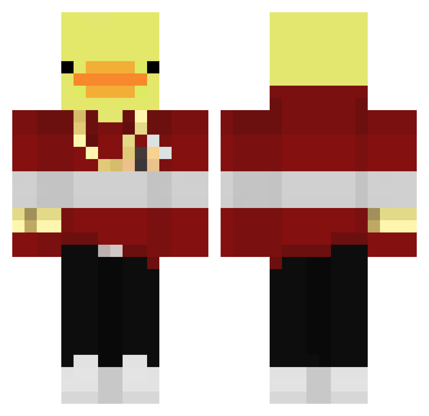 Uhccccccc Minecraft skin, front and back view