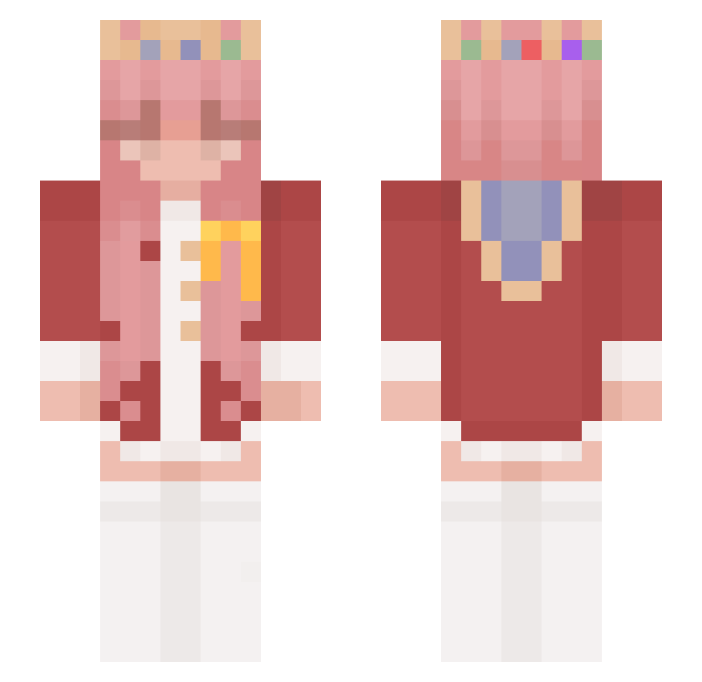 Technochans Minecraft skin, front and back view