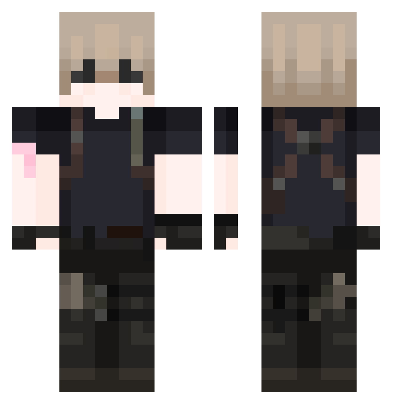 antychrysta Minecraft skin, front and back view