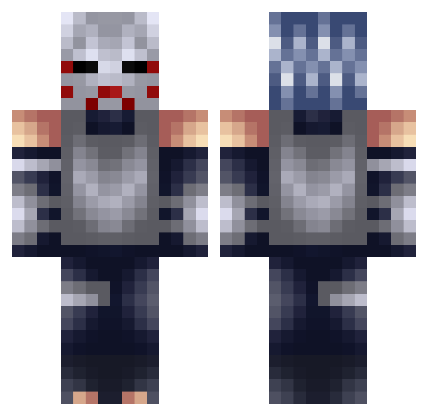 Outerversal Minecraft skin, front and back view