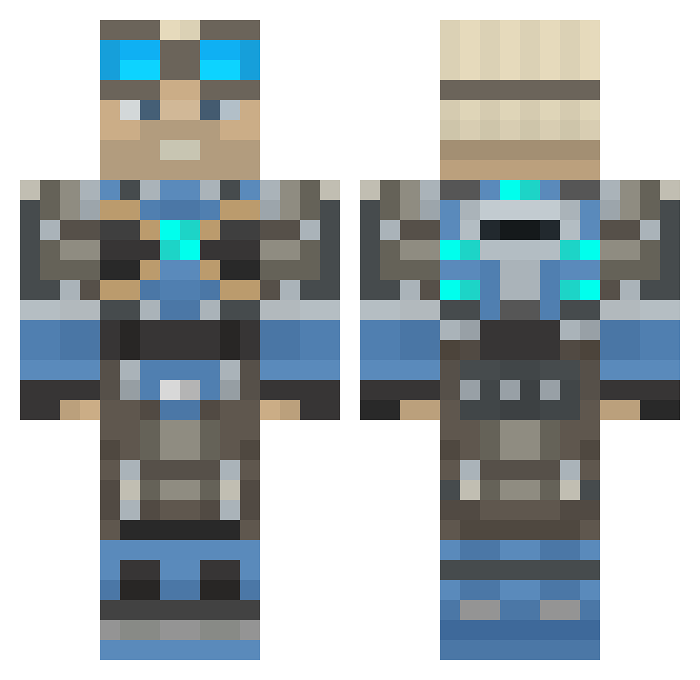 ZippyThresher Minecraft skin, front and back view