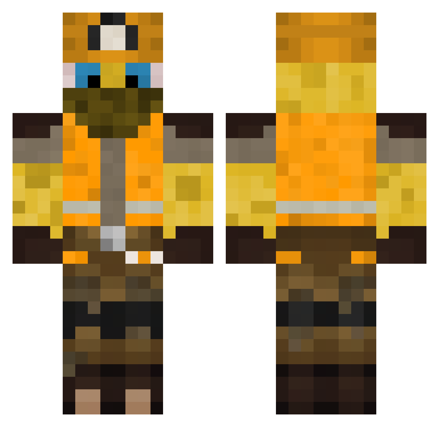 zeronotenough Minecraft skin, front and back view