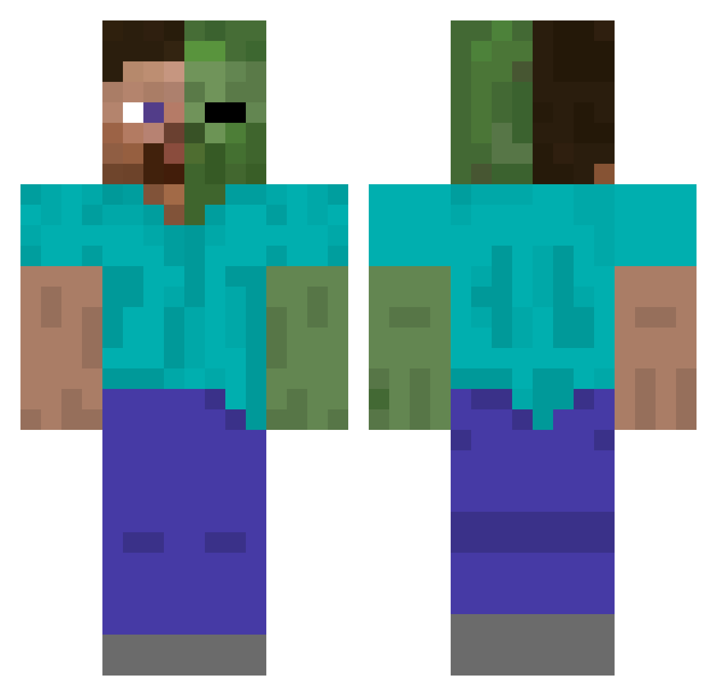 Dolarrrr Minecraft skin, front and back view