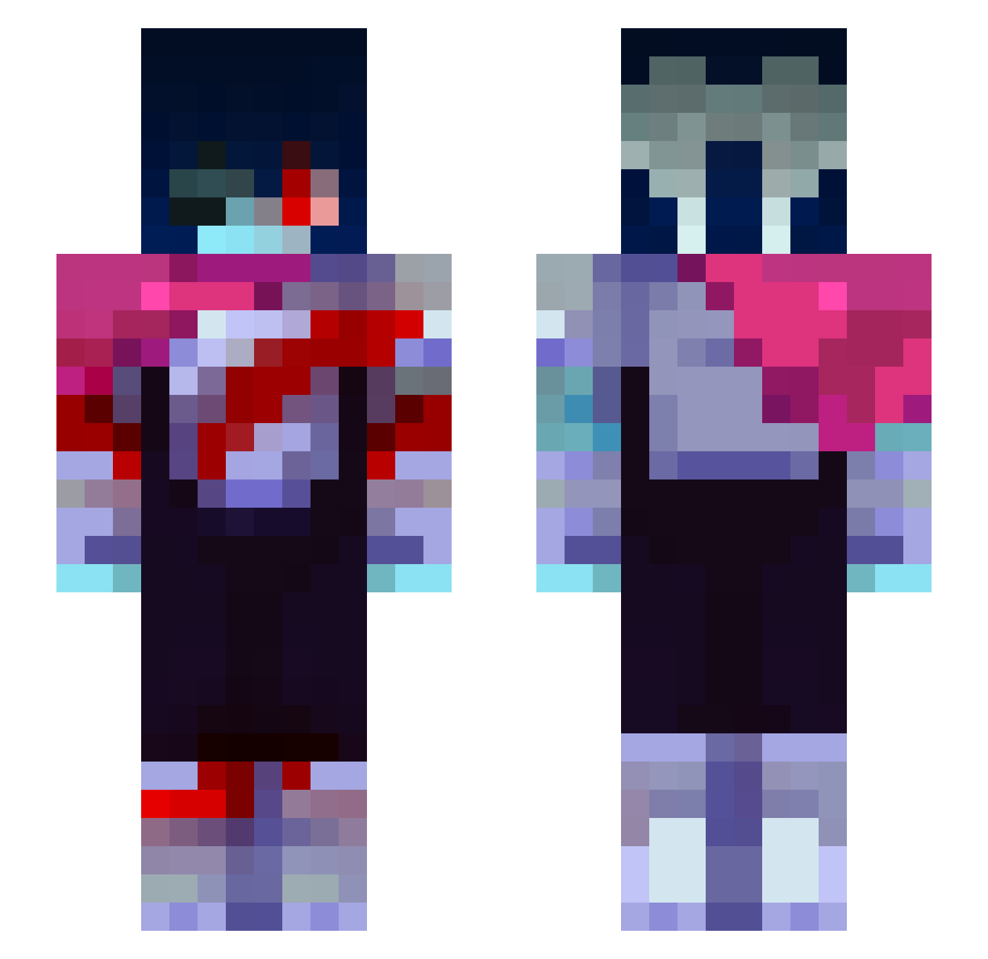 Rvukia730 Minecraft skin, front and back view