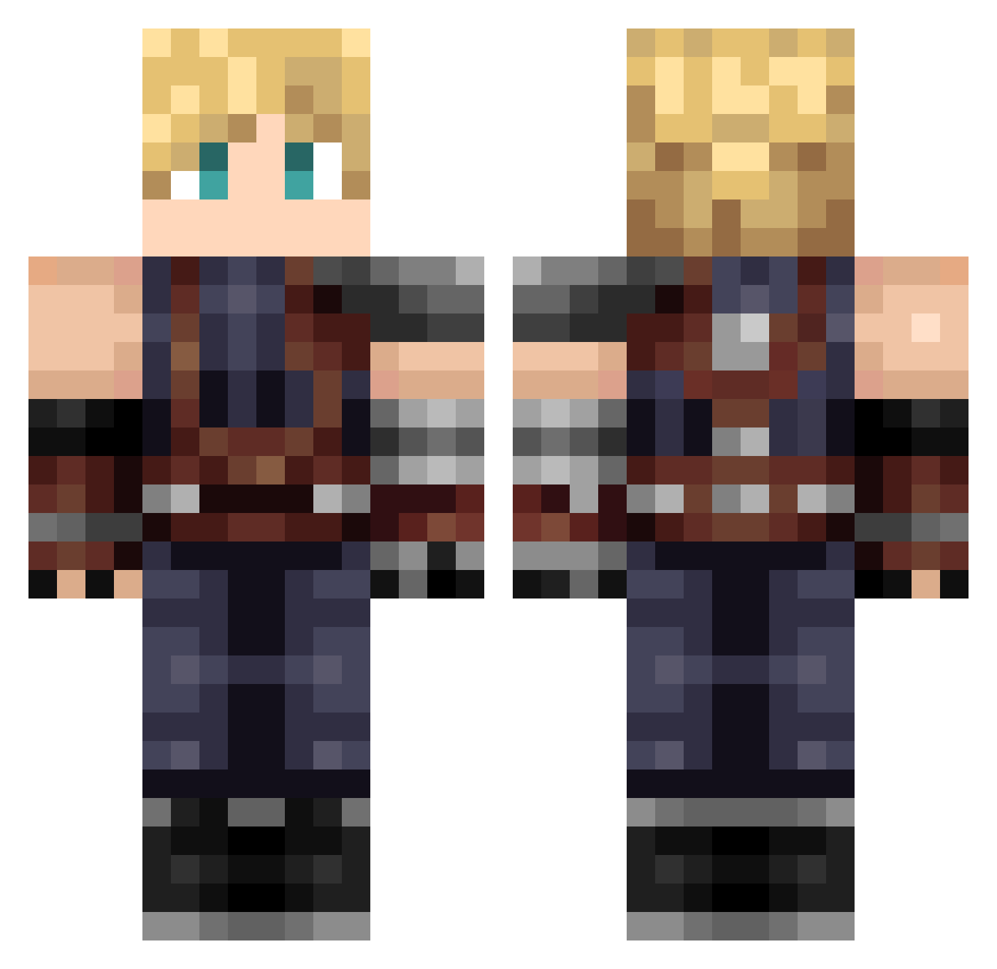 Zankousen Minecraft skin, front and back view