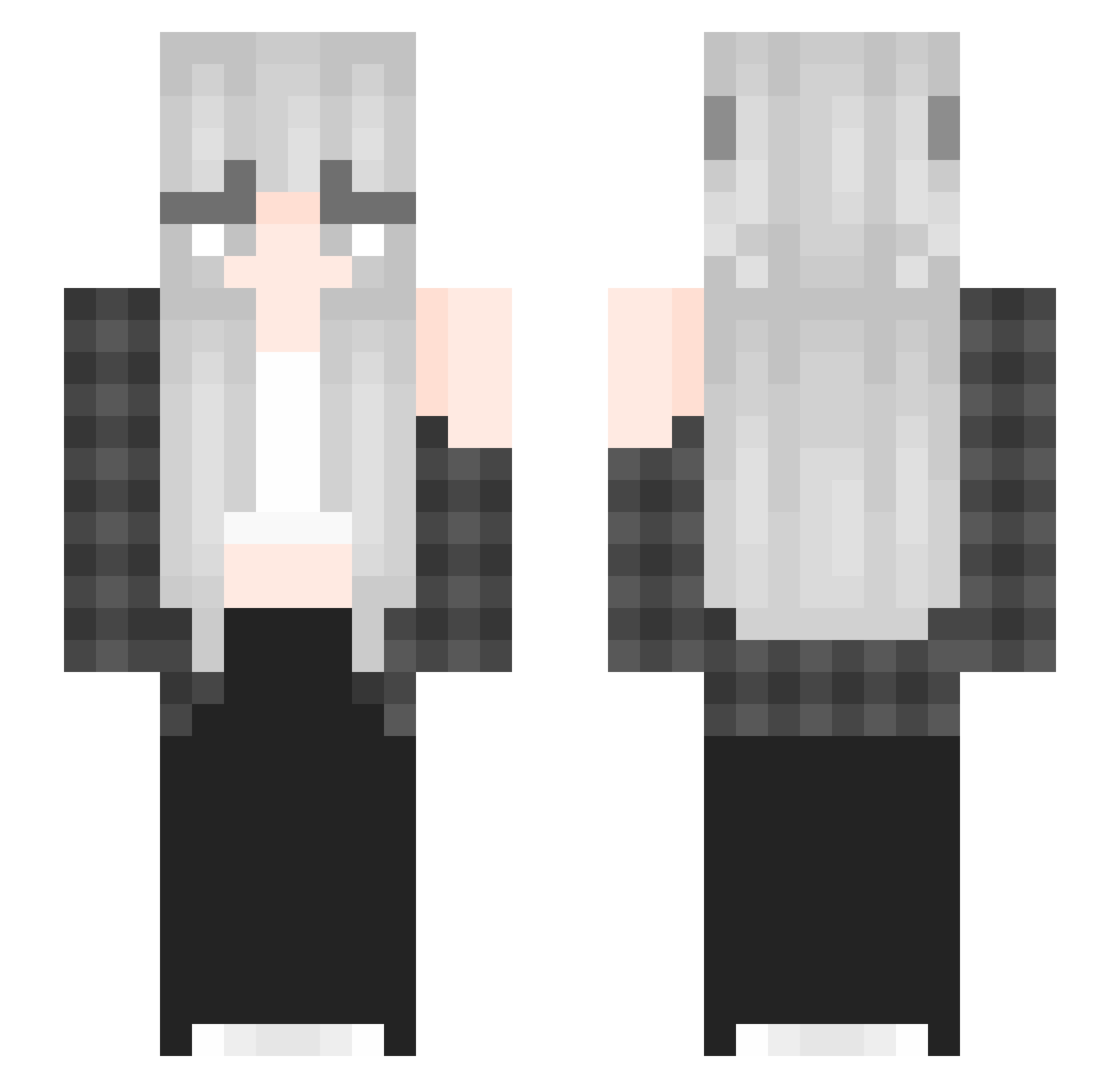 wafeu Minecraft skin, front and back view