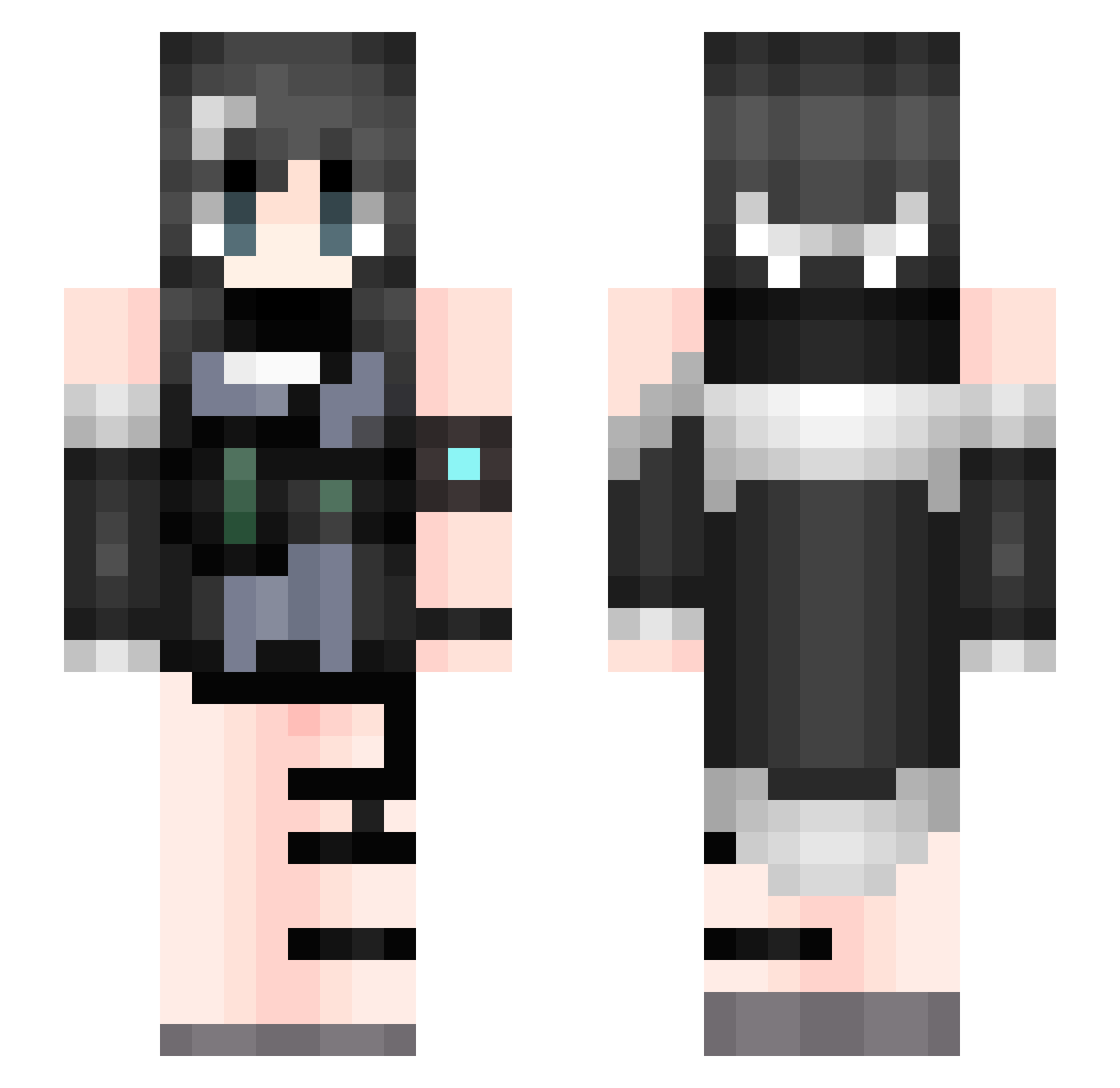 polynk Minecraft skin, front and back view