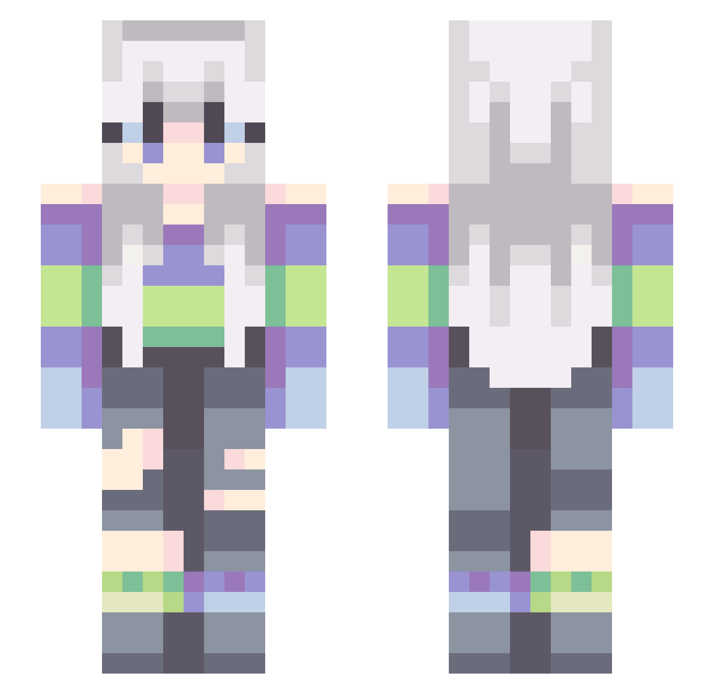 Tazu Minecraft skin, front and back view