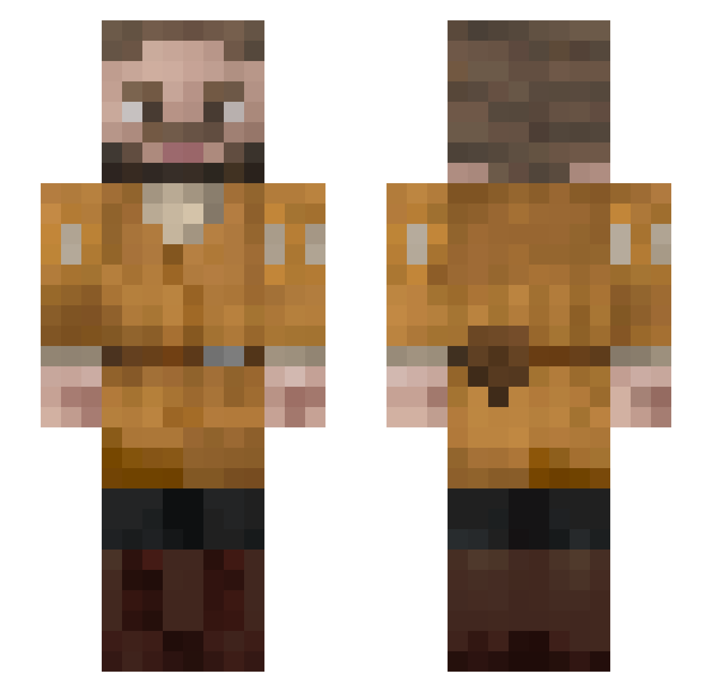 RideMyGoodWood Minecraft skin, front and back view