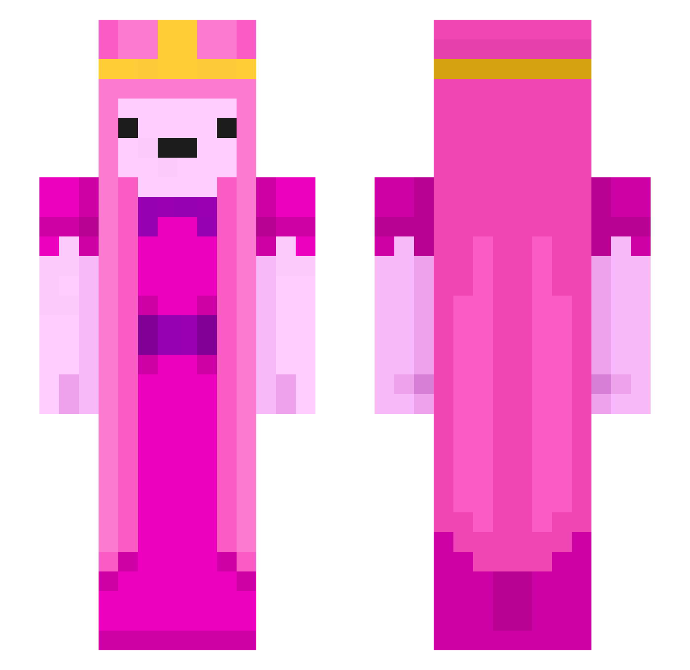 Delocalised Minecraft skin, front and back view