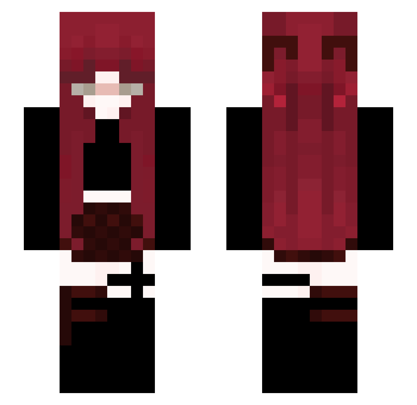 yuzie Minecraft skin, front and back view