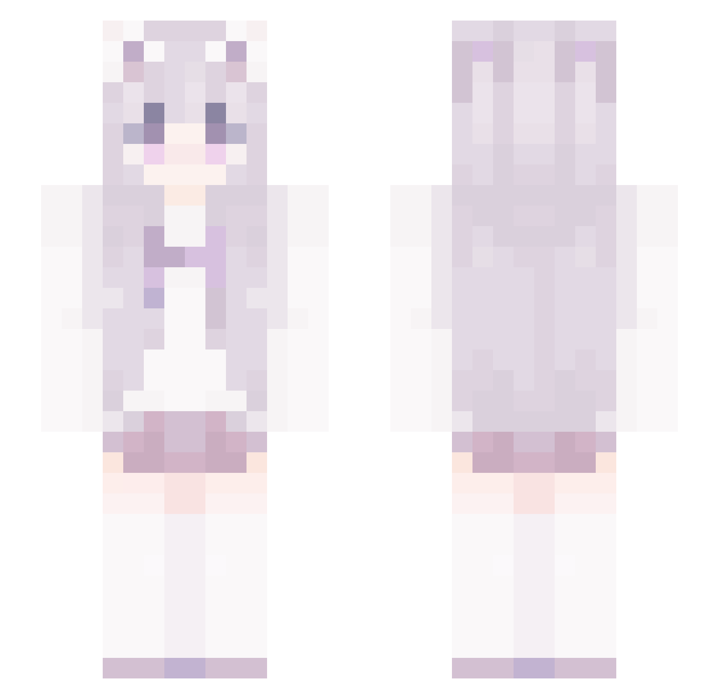 White_Mew_ Minecraft skin, front and back view