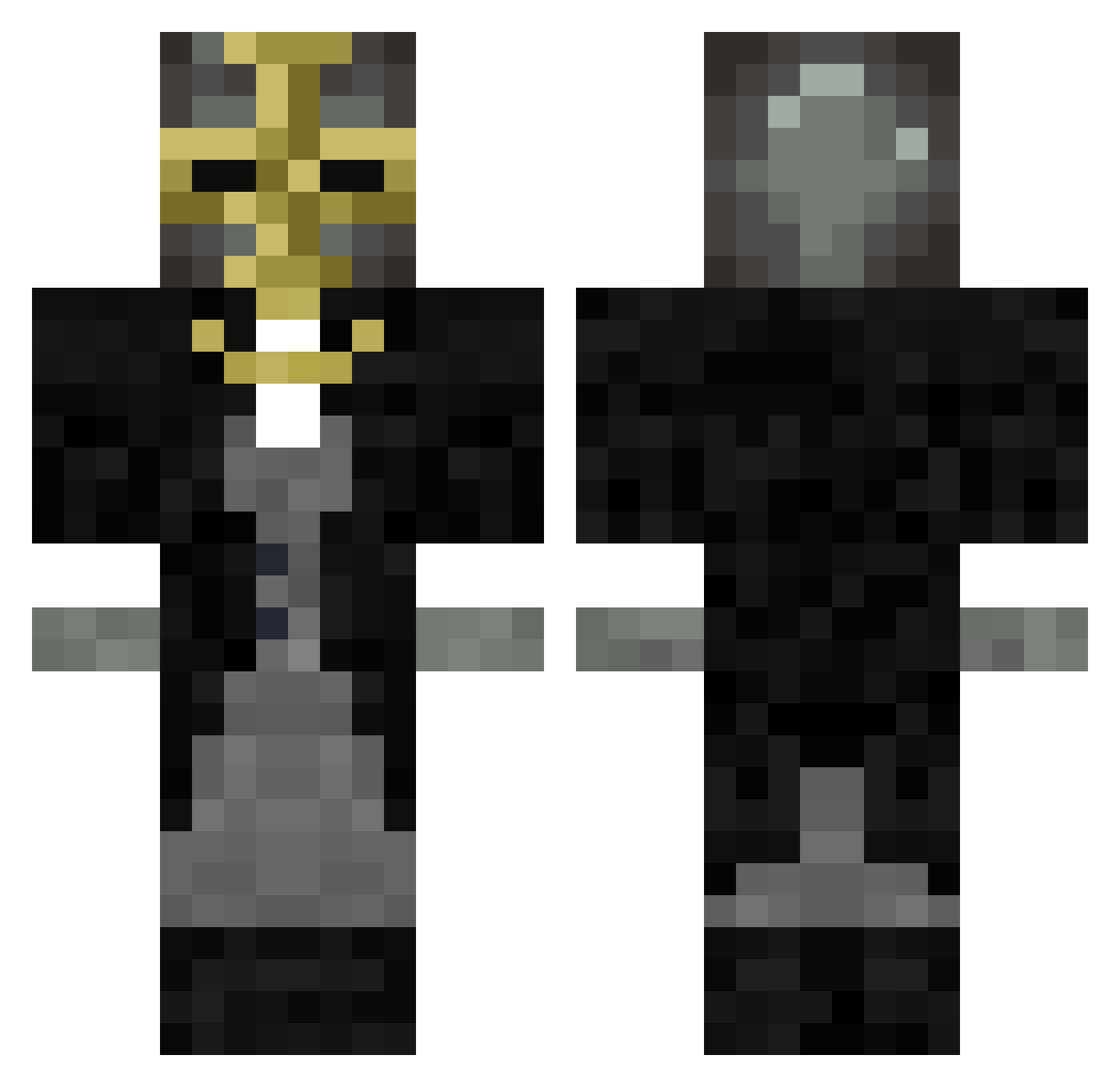 the_actual_Ghost Minecraft skin, front and back view