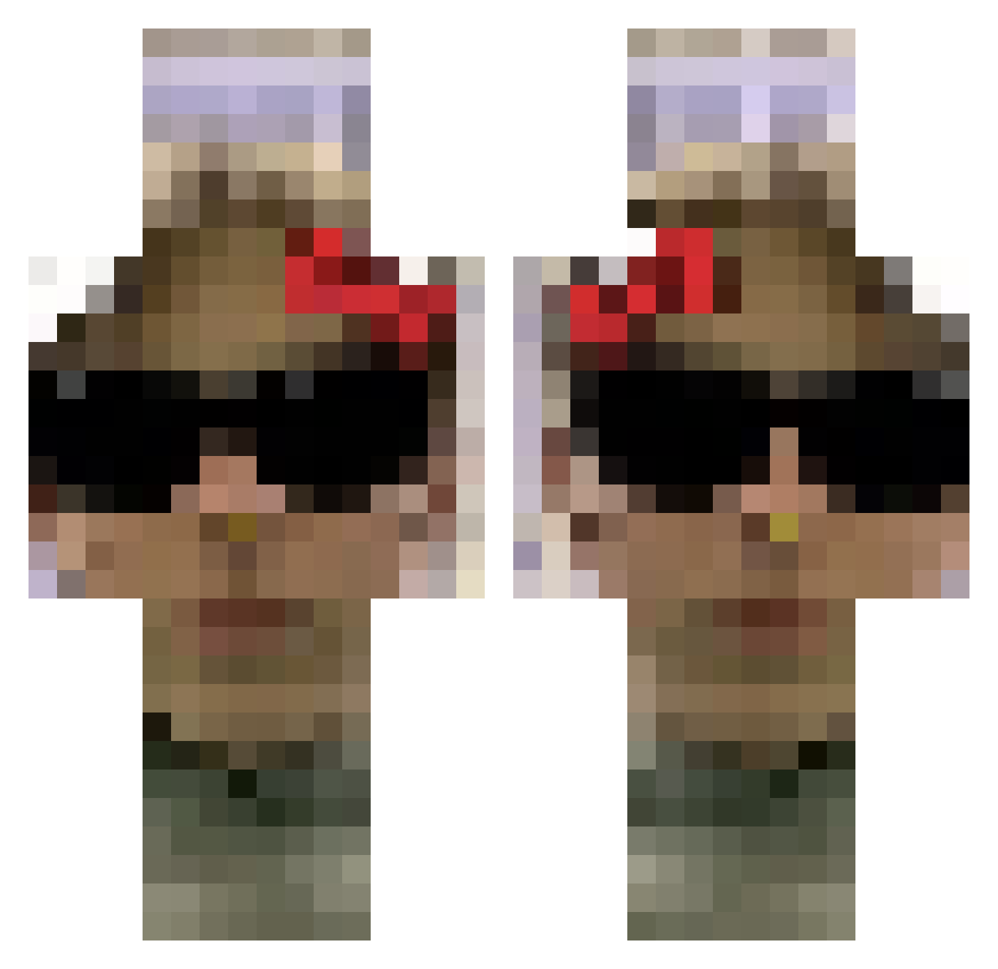 Razdares Minecraft skin, front and back view