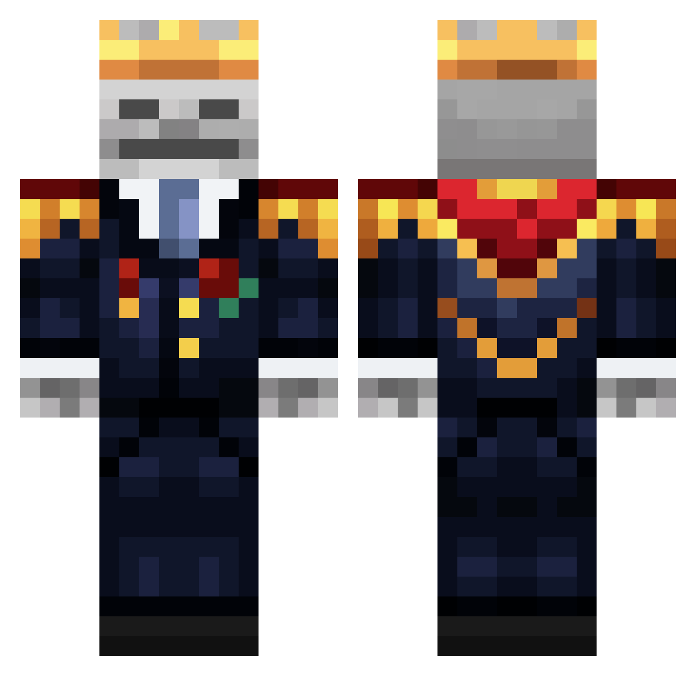 vKipe Minecraft skin, front and back view