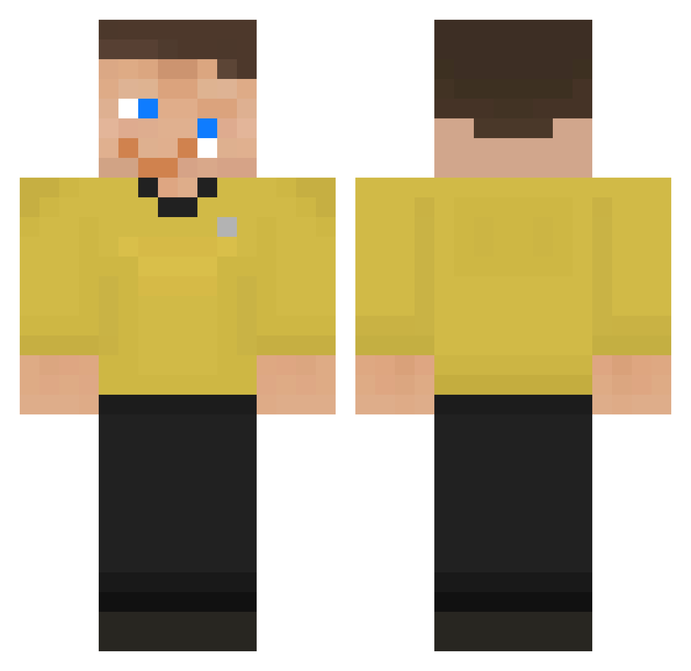 CaptainKirk55 Minecraft skin, front and back view