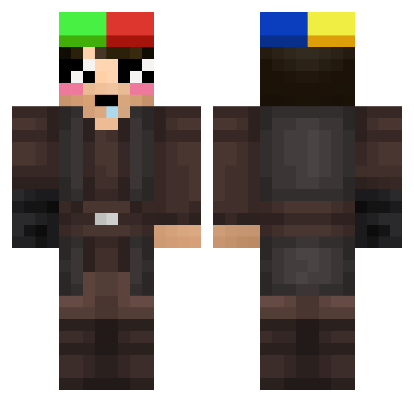 KawaiiCr7 Minecraft skin, front and back view