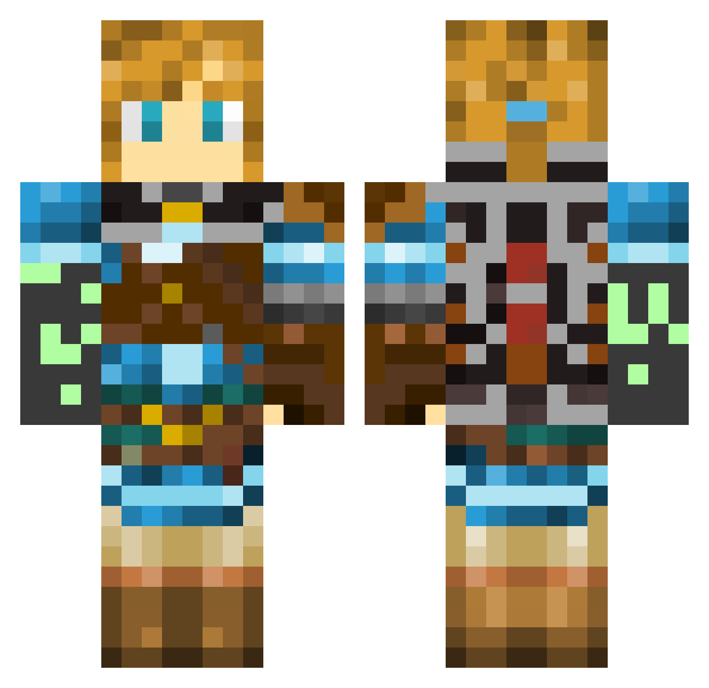 Amolek Minecraft skin, front and back view