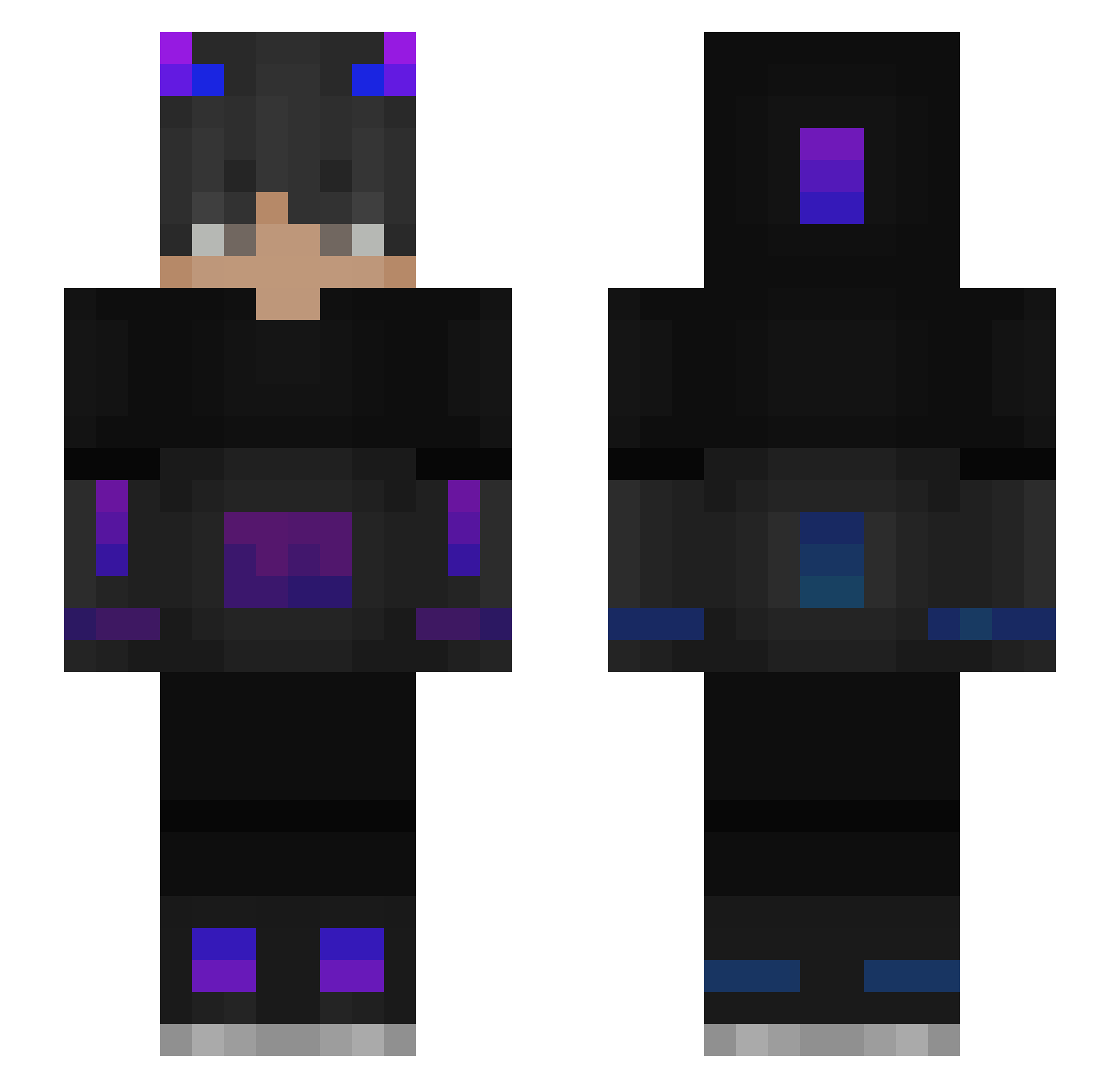 Skyfiros Minecraft skin, front and back view
