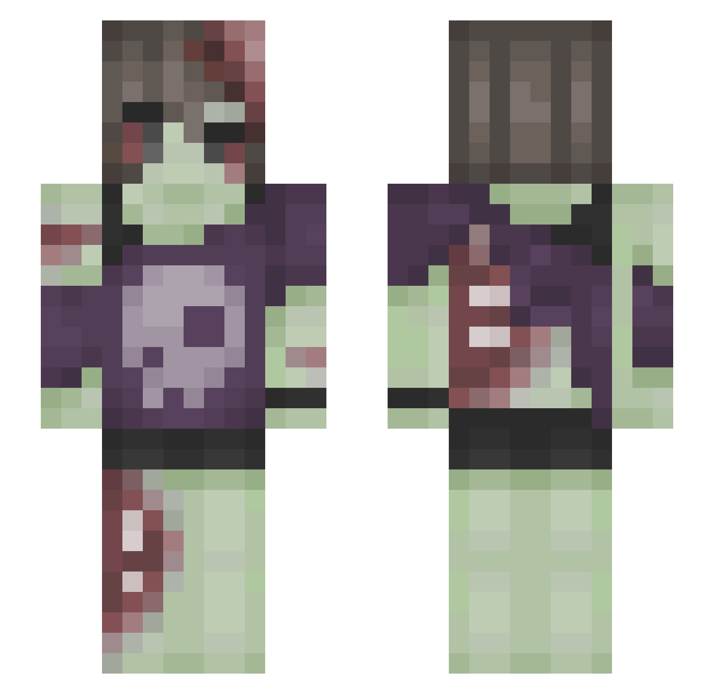 Ellen0r_ Minecraft skin, front and back view