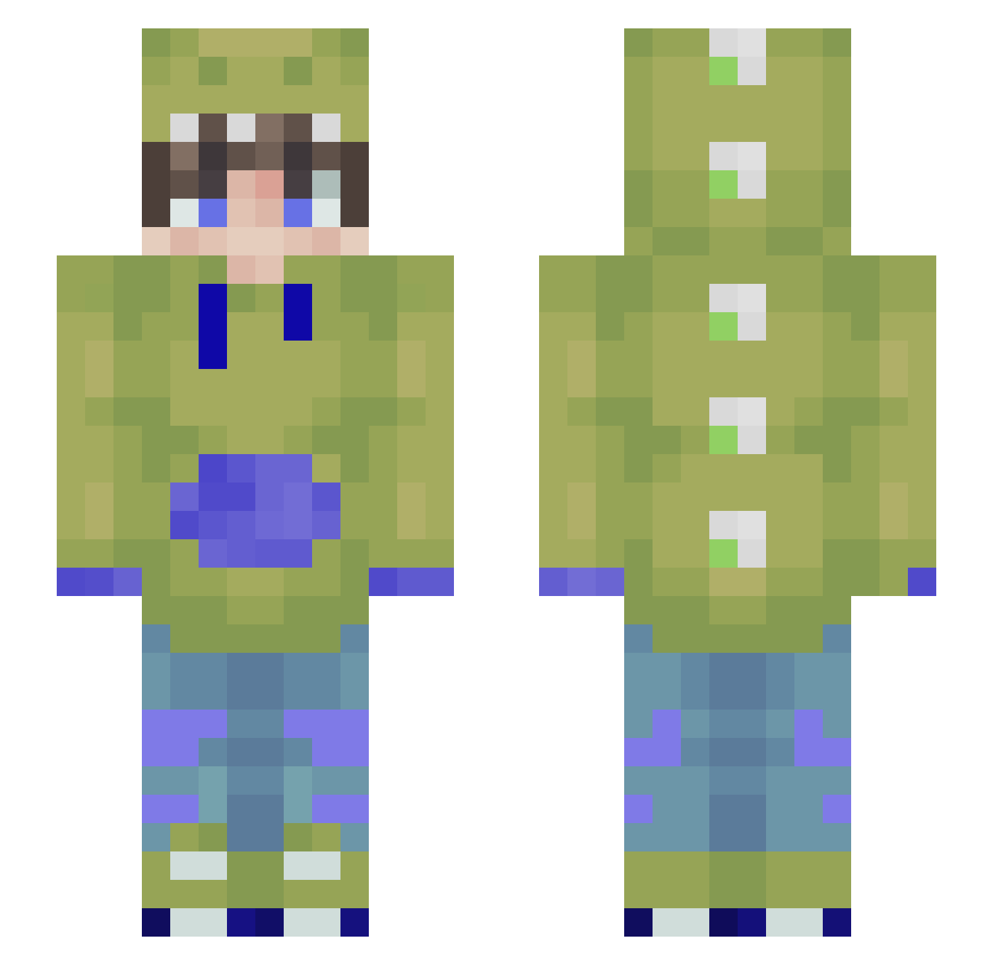 JCJCJC3434 Minecraft skin, front and back view