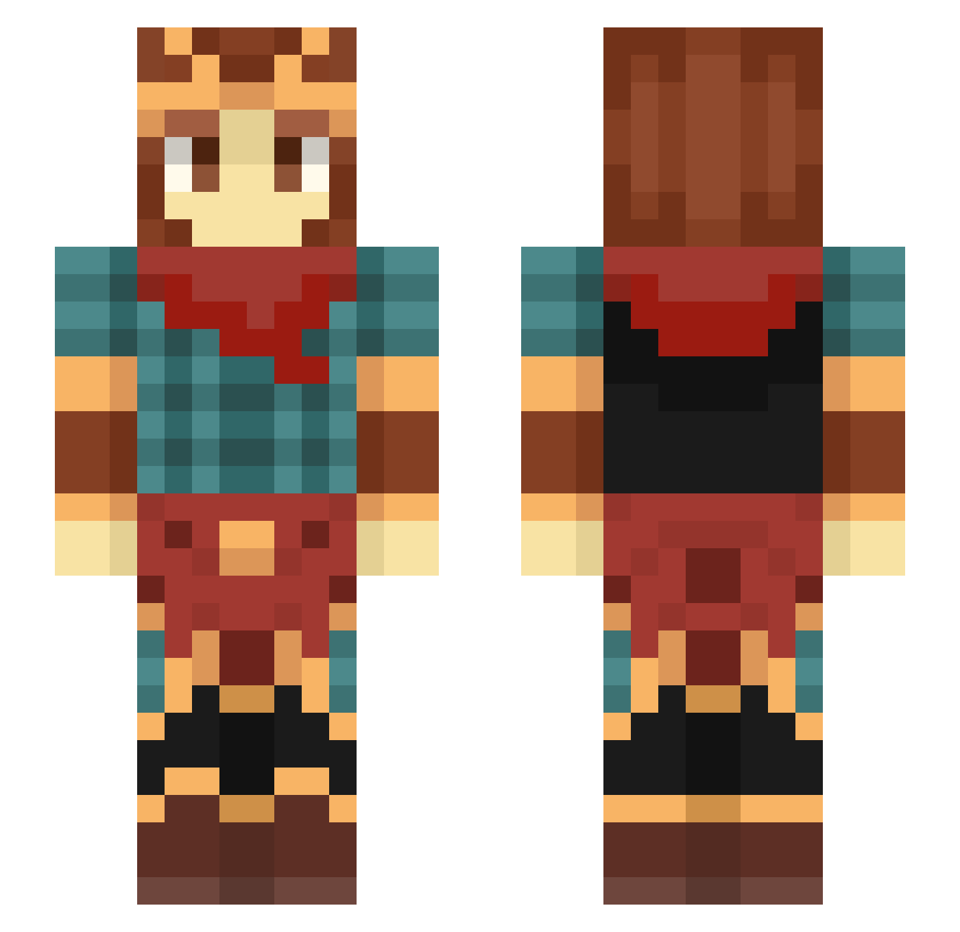 straluffy Minecraft skin, front and back view