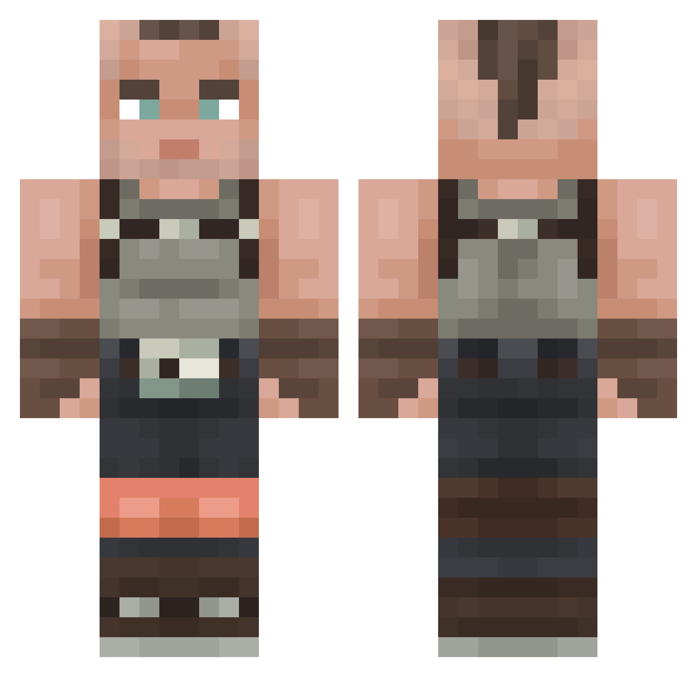 CU443R Minecraft skin, front and back view