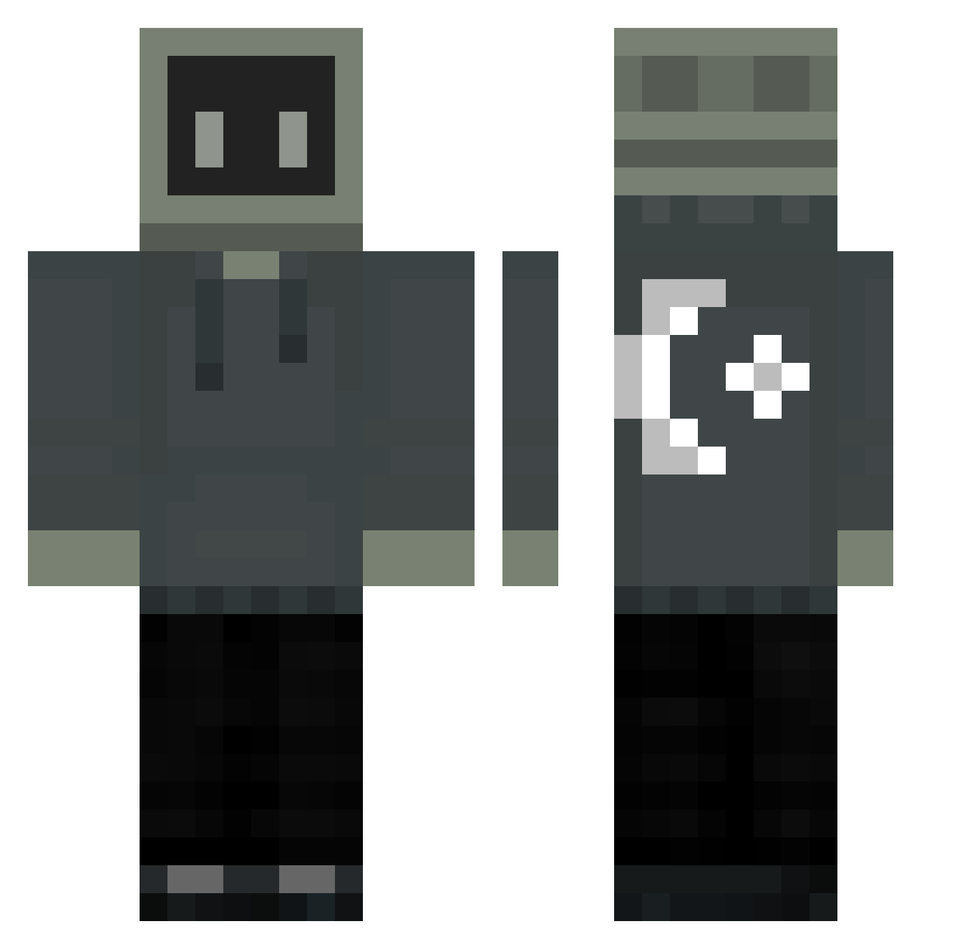 GTHusYT Minecraft skin, front and back view