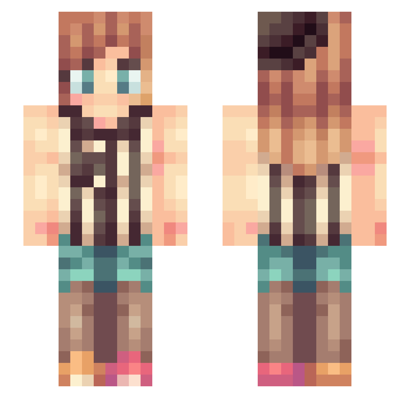 lxx Minecraft skin, front and back view