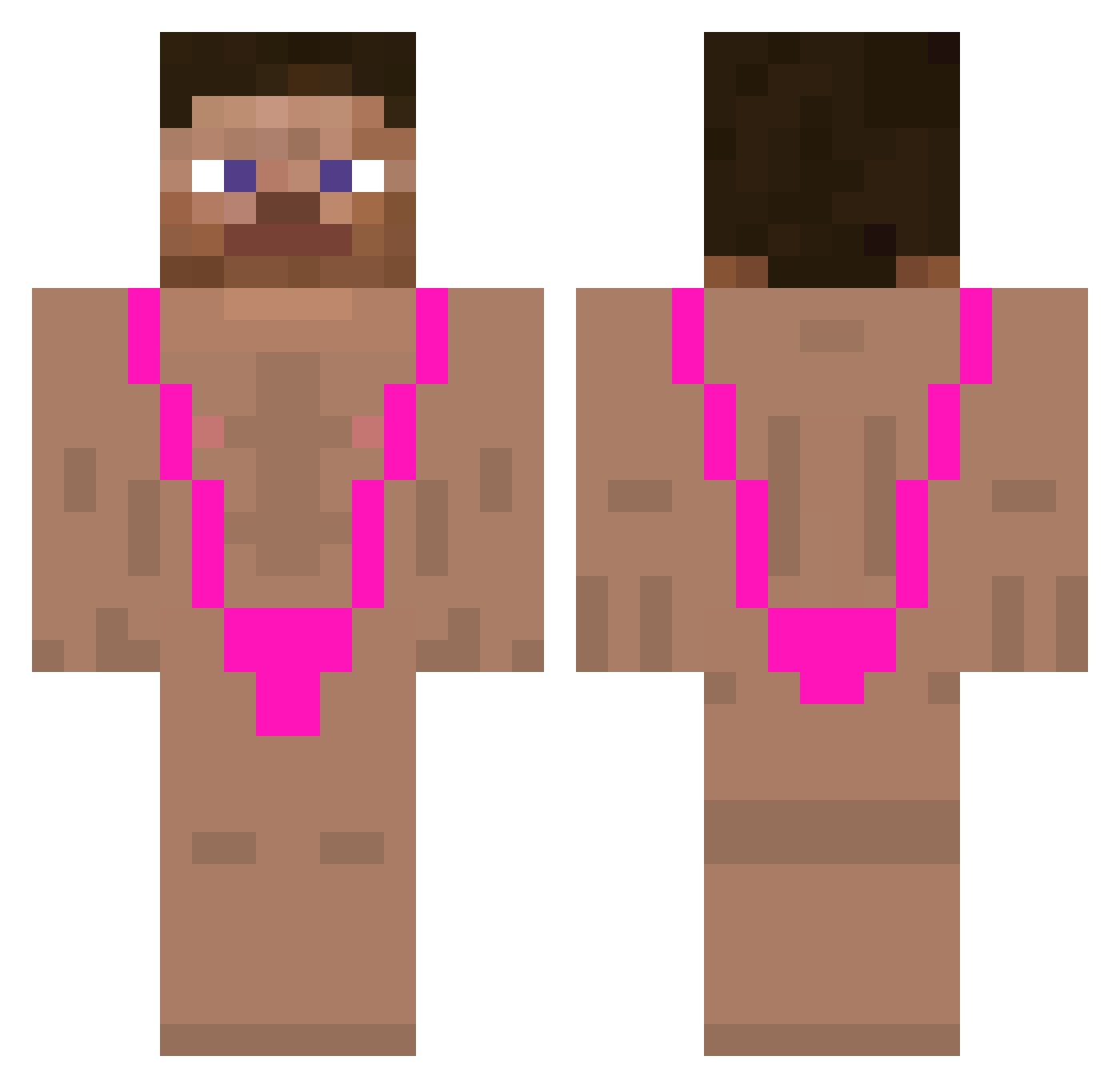 Meritmut Minecraft skin, front and back view