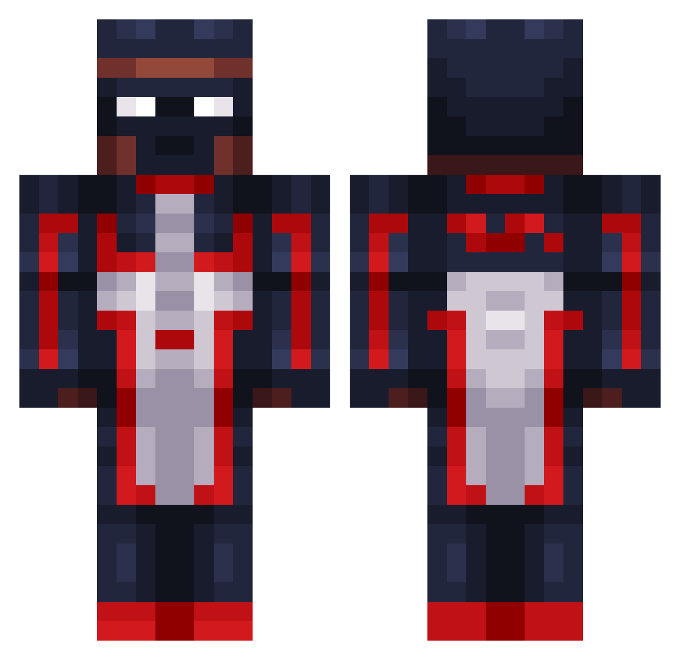 Kiwilandish Minecraft skin, front and back view