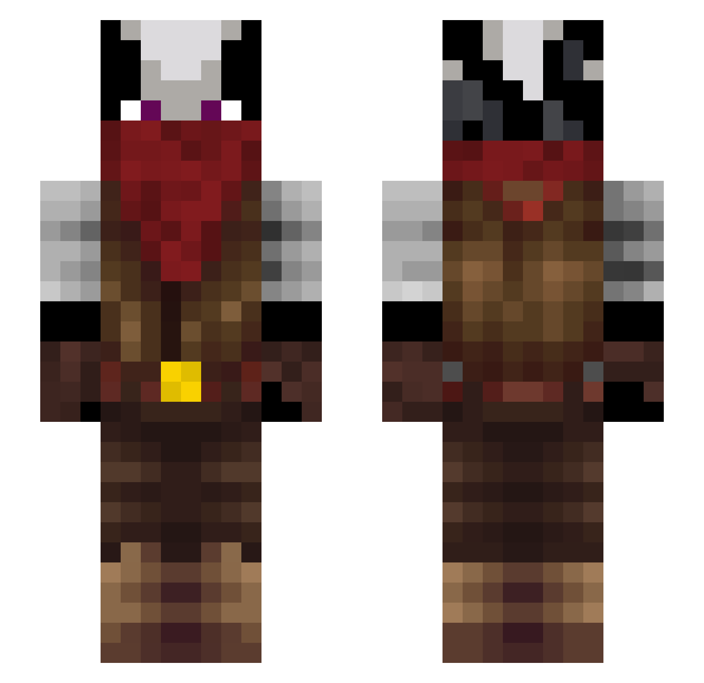WesternBadger Minecraft skin, front and back view