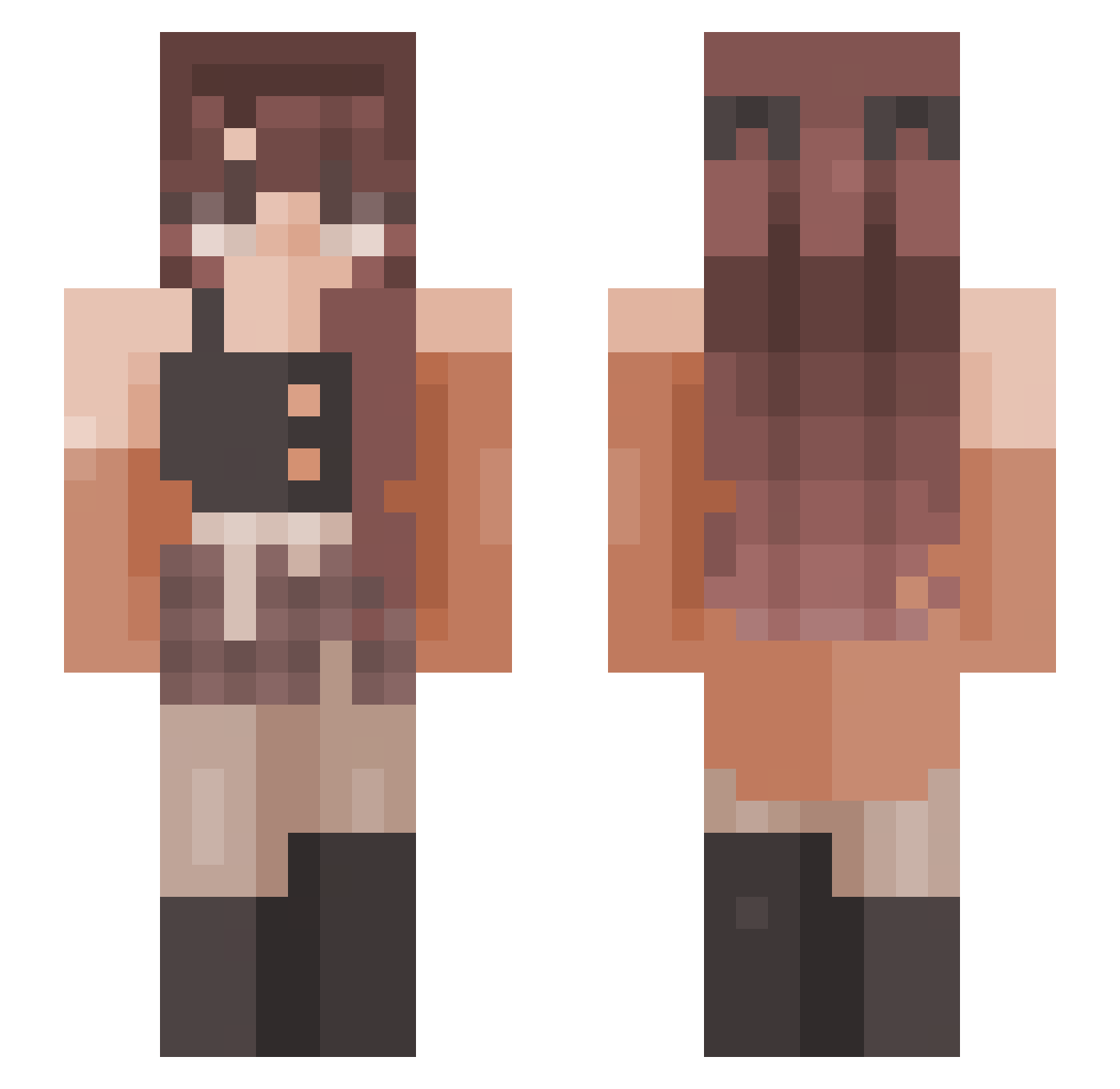 Xo_Cassie Minecraft skin, front and back view
