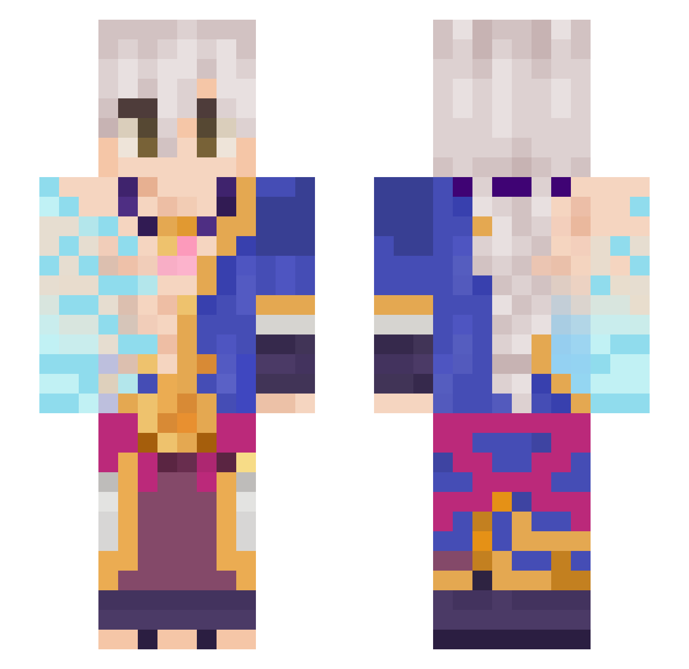 _Yun0 Minecraft skin, front and back view