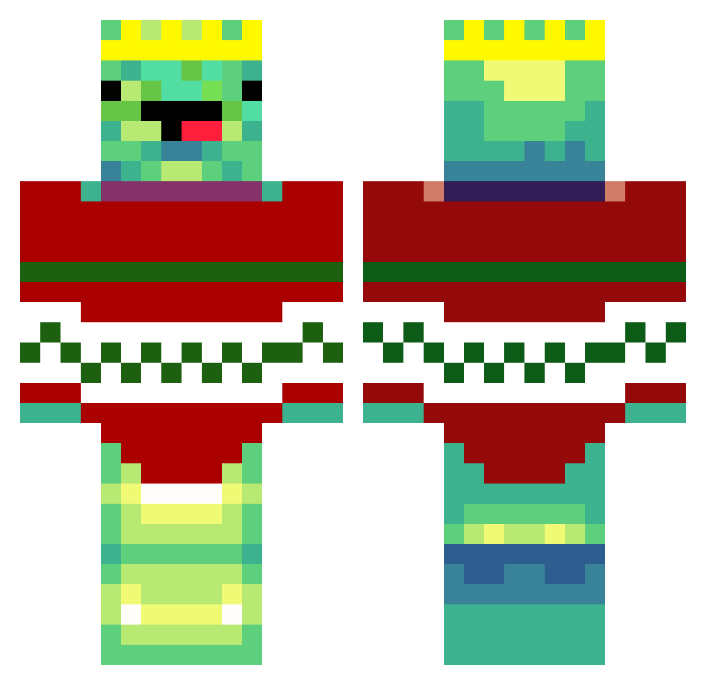 TimeToRektSon Minecraft skin, front and back view