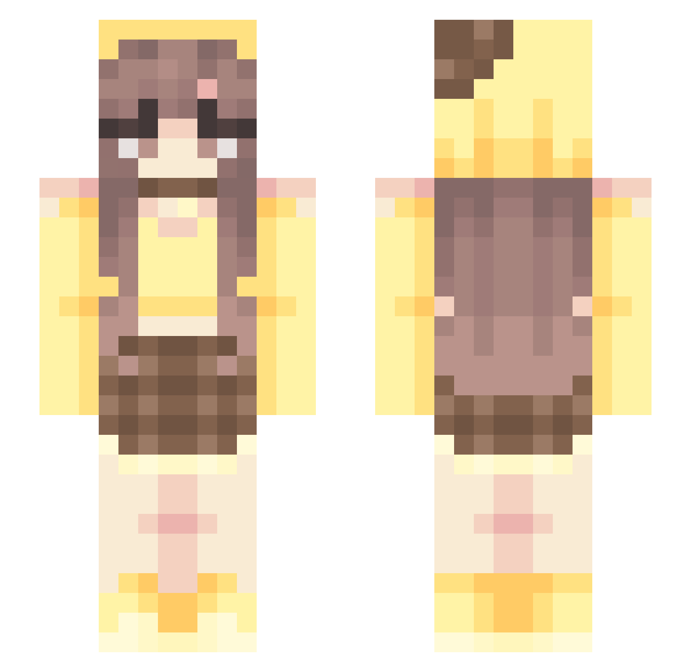 PublicCodes Minecraft skin, front and back view