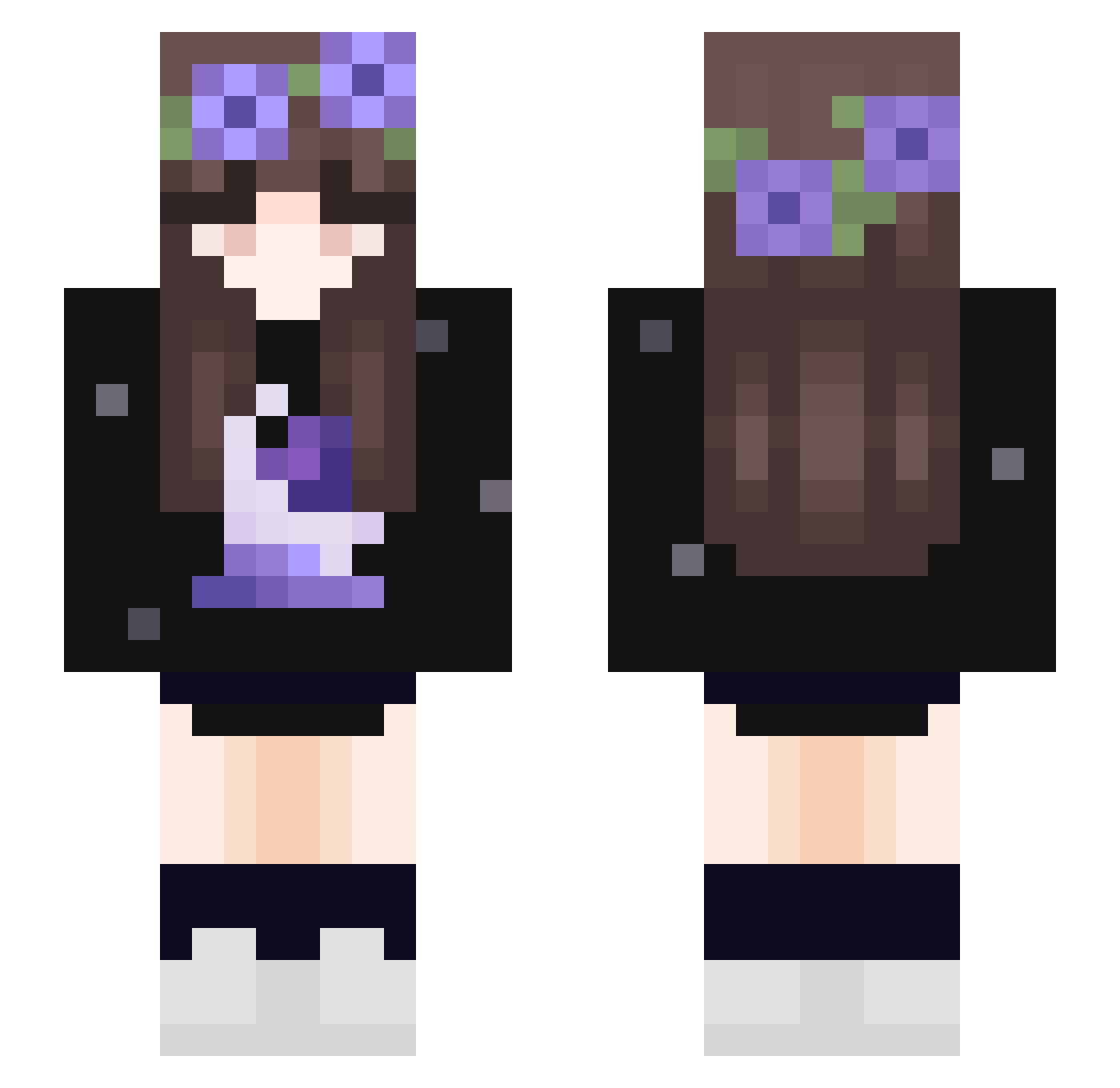 vNatie Minecraft skin, front and back view