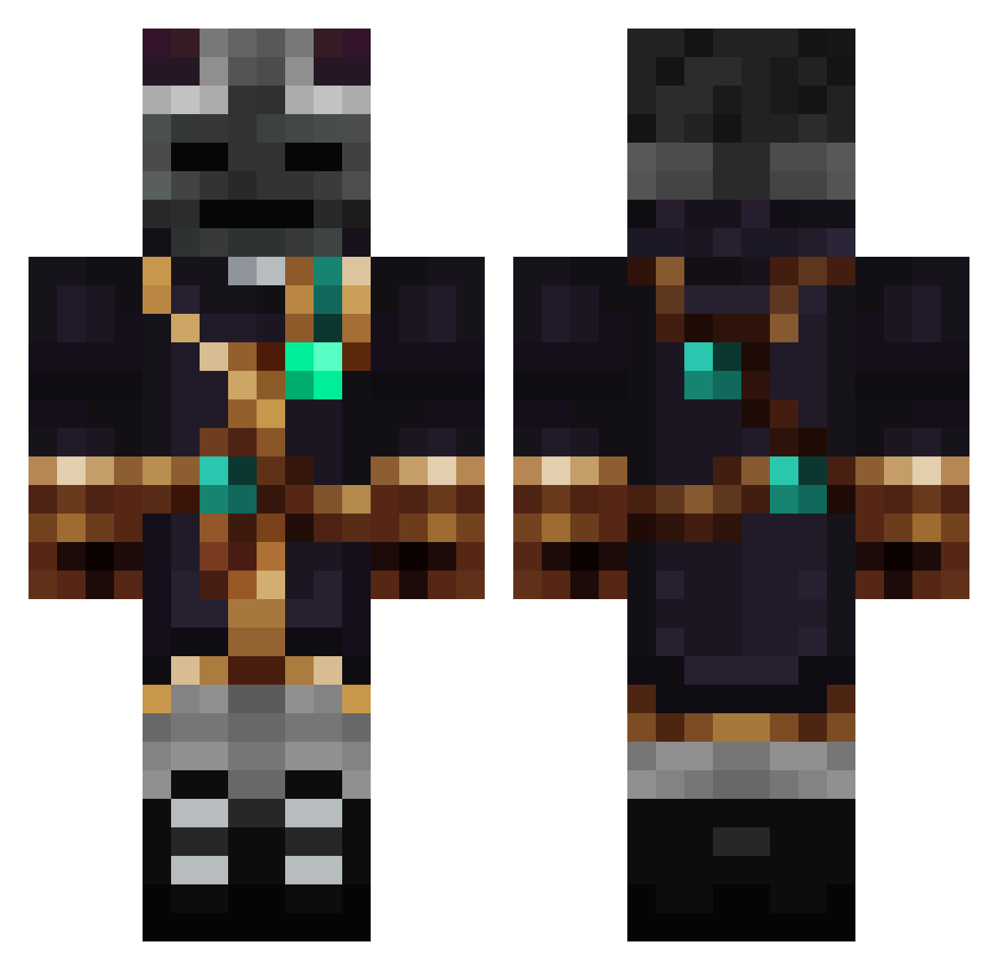 _just_a_gamer Minecraft skin, front and back view