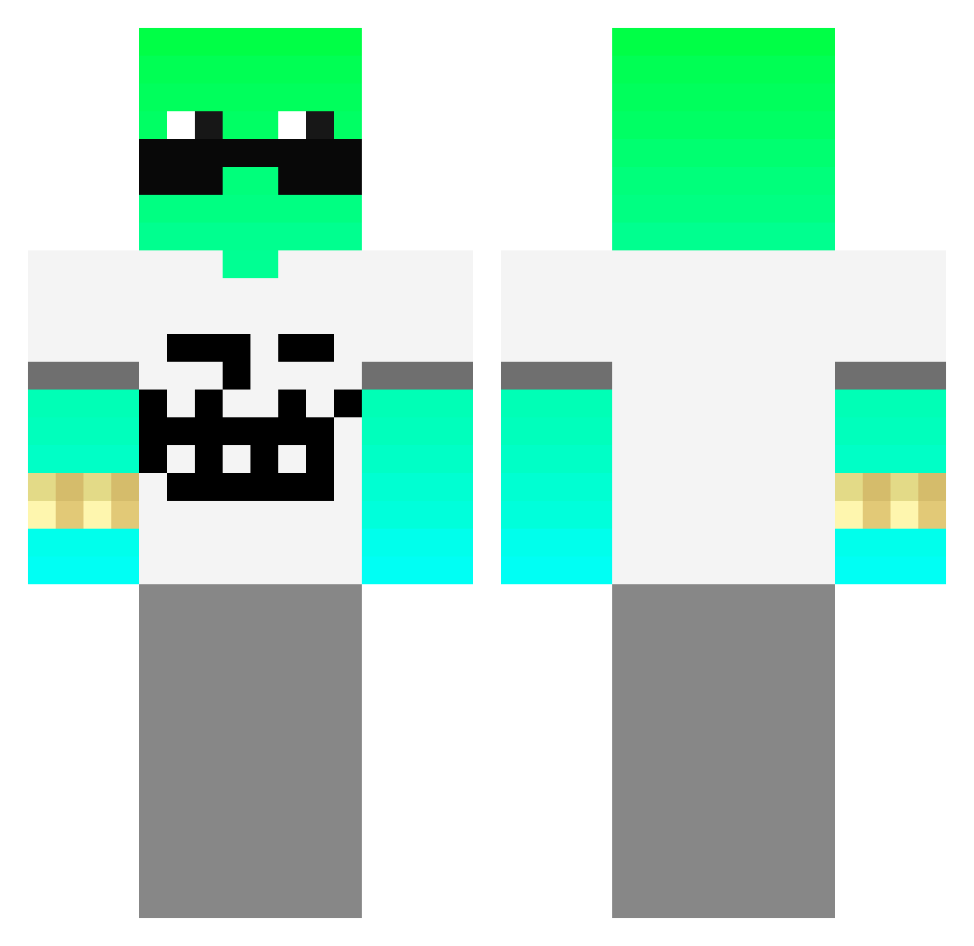Sbiy Minecraft skin, front and back view
