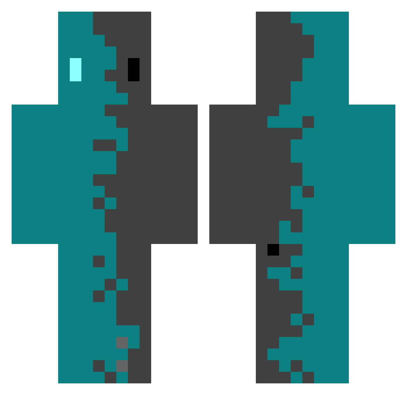 Tomsoiers Minecraft skin, front and back view
