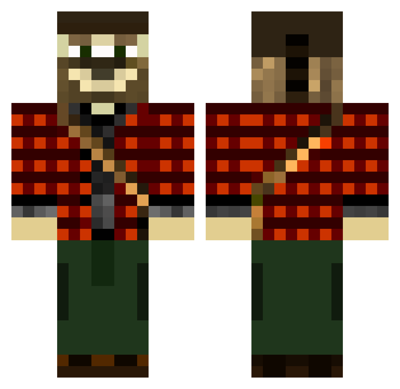 FoxWood Minecraft skin, front and back view